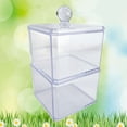thumbnail image 2 of Contenedor de almacenamiento de acrílico transparente de doble capa, caja para hisopos de algodón con tapa, caja cosmética, soporte para discos de algodón., 2 of 7