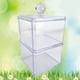 thumbnail image 2 of Contenedor de almacenamiento de acrílico transparente de doble capa, caja para hisopos de algodón con tapa, caja cosmética, soporte para discos de algodón., 2 of 7