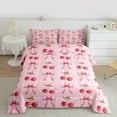 thumbnail image 3 of Homewish Girls Ribbon Bow Bedding Comforter Set,Cartoon Cherry Twin Comforter Sets,Pink Red Bedding Set For Princess,Microfiber Bedroom Decor Reversible,2-Piece, 3 of 9