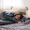 thumbnail image 1 of Comtest Chunky Knit Throw Blanket Chenille, Dark Gray, 50"x60"(Office Size), 1 of 6