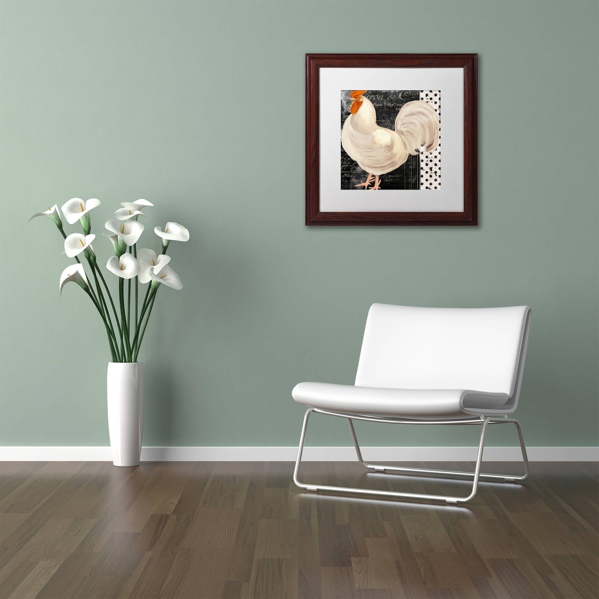 Trademark Fine Art "White Rooster Caf? II" Canvas Art by Color Bakery White Matte, Wood Frame