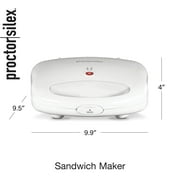 Proctor Silex Hot Sandwich Maker with Nonstick Surface, Compact and Easy to Store, White
