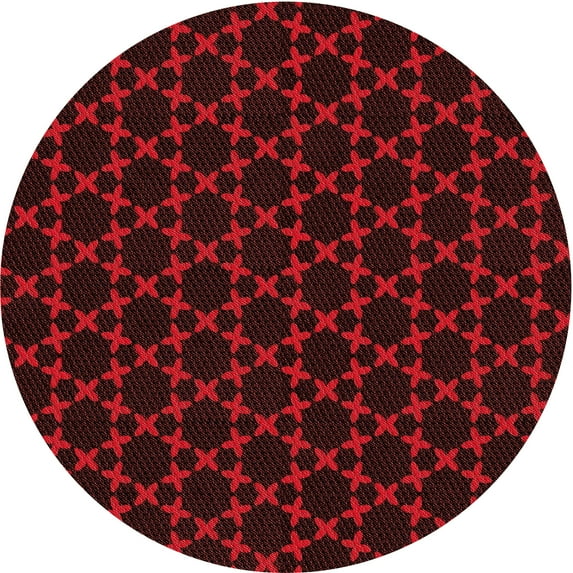 Ahgly Company Indoor Round Patterned Black Bean Brown Area Rugs, 7' Round