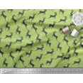 thumbnail image 2 of Soimoi Green Georgette Viscose Fabric Stencil Reindeer Animal Printed Fabric 1 Yard 42 Inch Wide, 2 of 3