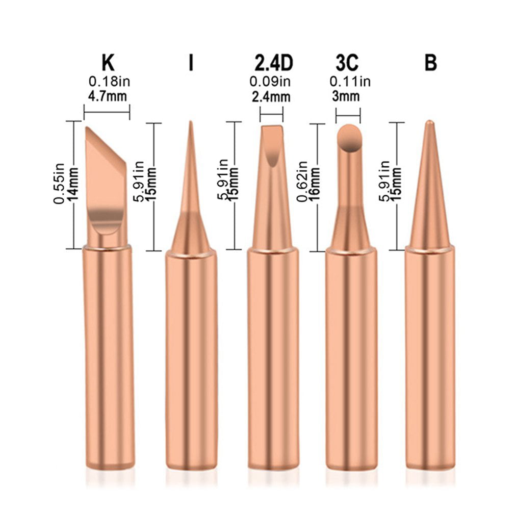 6pcs Copper Solder Iron Tips 900M-T Lead Free Soldering Welding Tool Set
