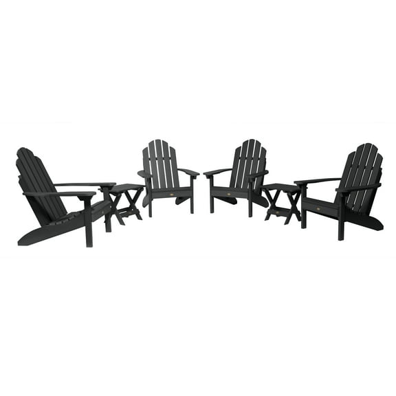 Highwood 6-pc Classic Westport Adirondack Set with 4 Classic Westport Adirondack Chairs and 2 Folding Side Tables - Outdoor, Eco-friendly, Synthetic Wood