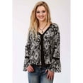 thumbnail image 2 of Roper Womens Black And White Diamond Floral Print Long Sleeve Western Shirt, 2 of 3