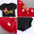 thumbnail image 4 of FYMNSI Baby Girl My 1st First Birthday Cake Smash Outfit Short Sleeve Romper Polka Dot Tutu Skirt Ear Headband 3pcs One Year Old Party Clothes Set 1 Year Black, 4 of 6