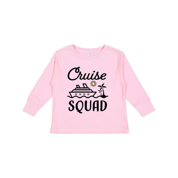 Inktastic Cruise Squad with Vector Cruise Ship and Palm Trees Boys or Girls Long Sleeve Toddler T-Shirt