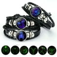 thumbnail image 2 of EOEMY Glow In The Dark Leather Braided Bracelet 12 Constellation Zodiac Sign Women Hot-Leo, 2 of 9