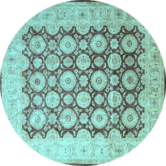 Ahgly Company Indoor Round Persian Light Blue Traditional Area Rugs, 6' Round