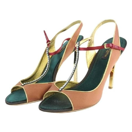 Louis Vuitton Green - Louis Vuitton Runway Front T-strap Crystal Heels 3lt927 Brown X Green Pumps