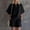 Black, variant on Morttic Women's Solid Color 2 Piece Set – Stand Collar Half Button Batwing Top & High Waist Rolled Shorts with Pockets White,S