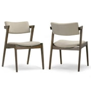 Glamour Home Auden 18.11" Wood Wing Chairs with Fabric Seat in Brown (Set of 2)