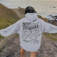 thumbnail image 2 of Fshinging Essentials Women's Hoodie Sweatshirt Letter Shark Print Long Sleeve Drawstring With Pockets Solid Color Ladies Outfits, 2 of 6