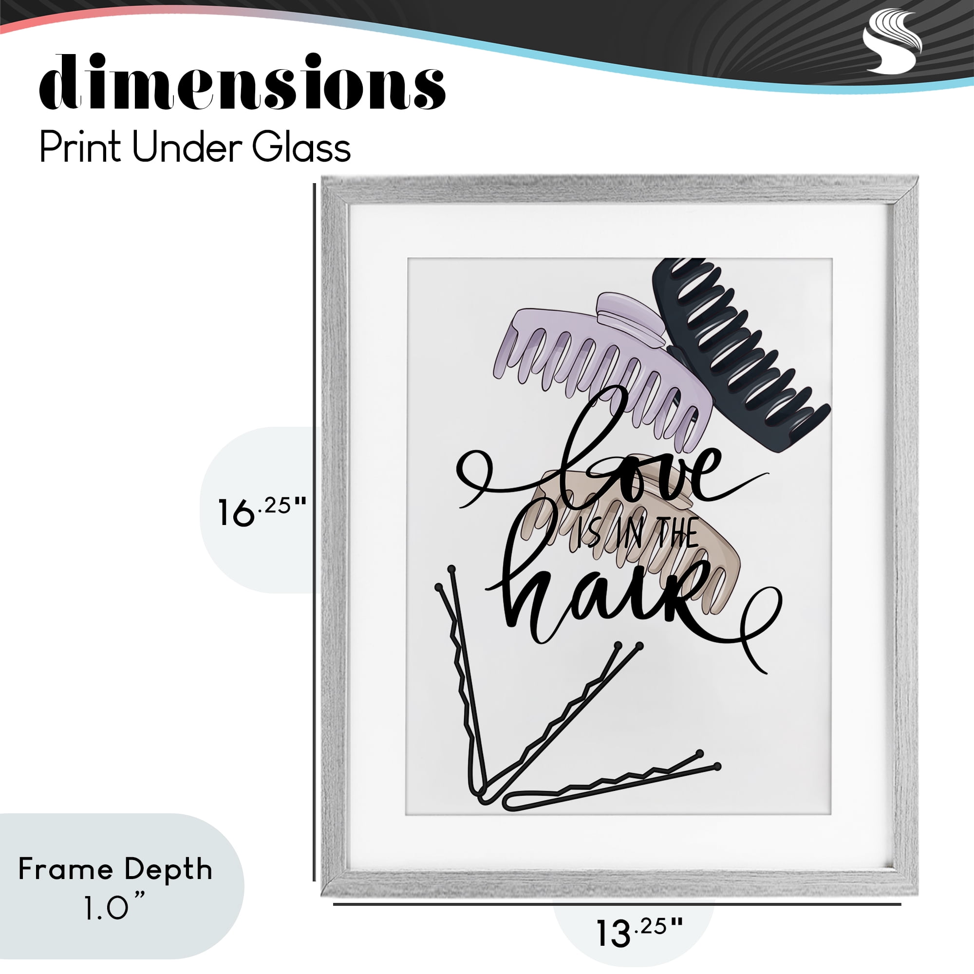 Stupell Industries Love Is In The Hair Gray Framed Print Under Glass, design by Jesse Keith