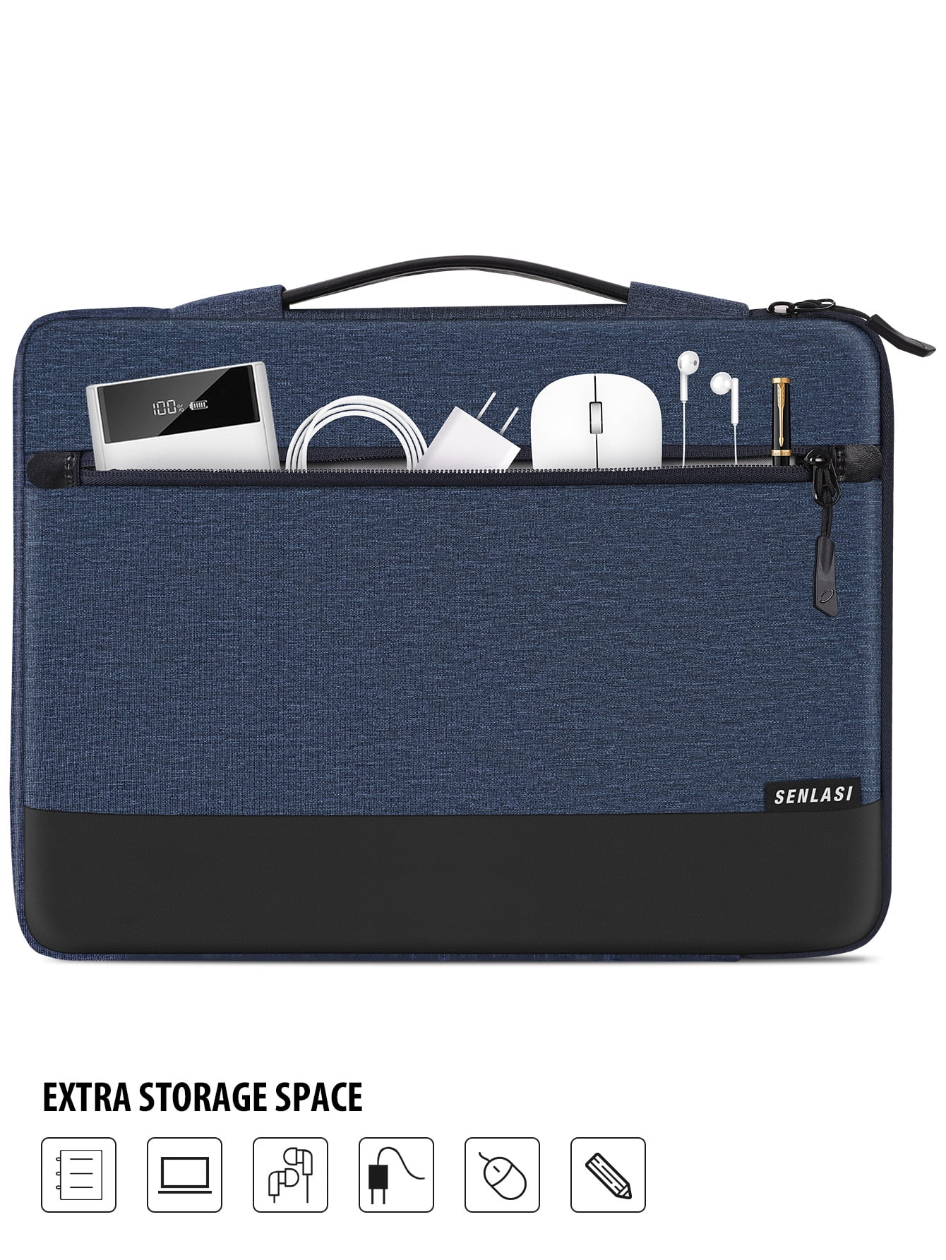 SENLASI Protective Laptop Sleeve 14 Inch Laptop Case for 14" Lenovo Thinkpad IdeaPad HP Dell Acer Notebook, MacBook Air 15 M3 M2 A3114 A2941 2023-2024 Waterproof Computer case Laptop Bag,Dark Blue