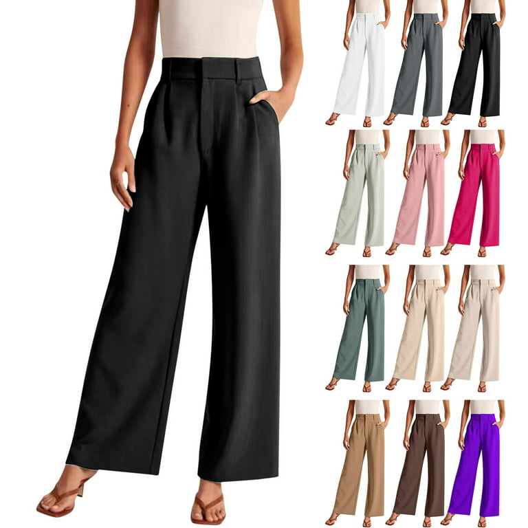 drpgunly Palazzo Pants For Women Casual Wide Leg Pants Work Business High  Waisted Dress Pants Flowy Trousers Office Dress Pants Womens Suits Black  XXXXXL 