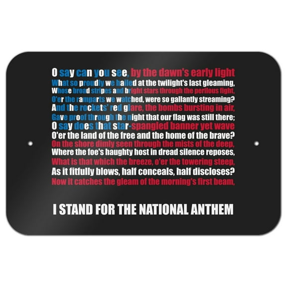 I Stand USA National Anthem Star-Spangled Banner American Flag Patriotic Home Business Office Sign - Metal - 6" x 9" (15.3cm x 22.9cm)