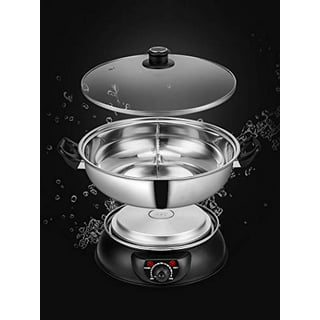Panghuhu88 13inch Hot Pot with Divider Lid Stainless Steel Shabu Shabu Pot  for Induction Cooktop Gas