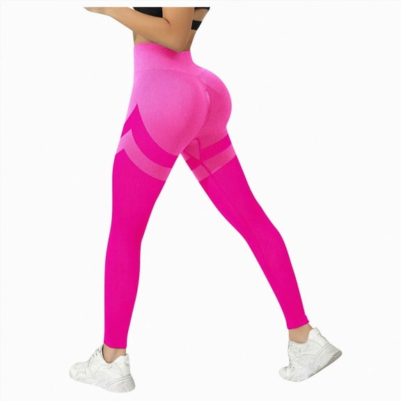 Mnuaqn Women High Waisted Leggings Seamless Workout Yoga Pants Butt Lift Tummy Control Hot Pink for Size M