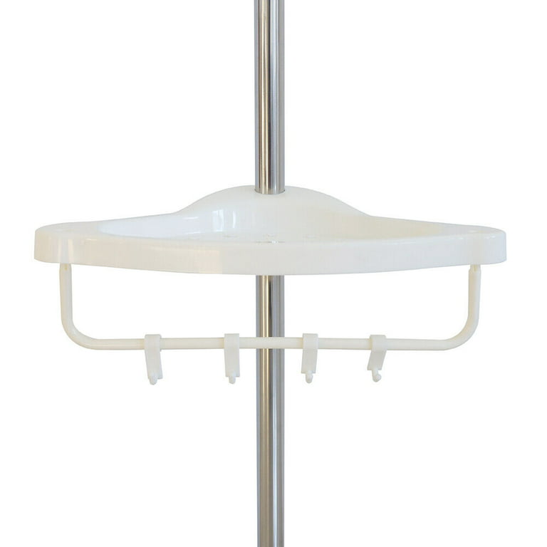 5/4-Tier Adjustable Shelves with Tension Pole, Rustproof Shower Corner  ,Bathtub Storage Organizer for Bathroom，Black