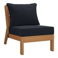 thumbnail image 3 of WestinTrends Avalon Outdoor HDPE Deep Seating Modular Armless Patio Chair with Patio Cushions, Teak/Navy Blue, 3 of 13