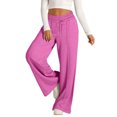 thumbnail image 3 of Women's Oversized Wide Leg Sweatpants - Elastic Drawstring Low Waist - Lightweight Casual Pants with Pockets, 3 of 8