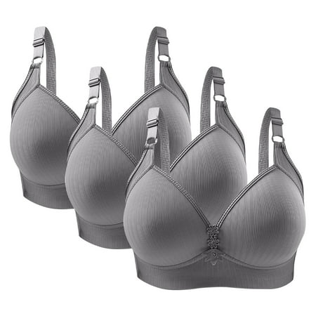UTSJKR Women s Wireless Bras 6 Pack Full Coverage Comfort Breathable Padded Bra Soft Sleep Bras Large Size Everyday Bras with Adjustable Straps Hooks Closure Gray 36/80