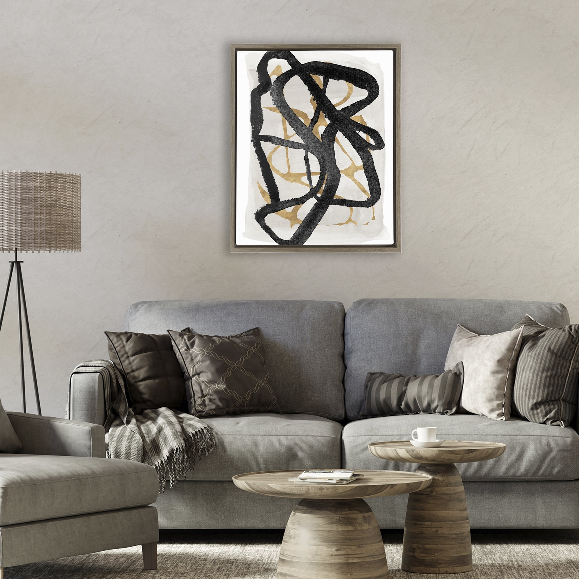 Stupell Industries Expressive Hindsight in Black Brown Framed Floater Canvas Wall Art, design by Lucille Price