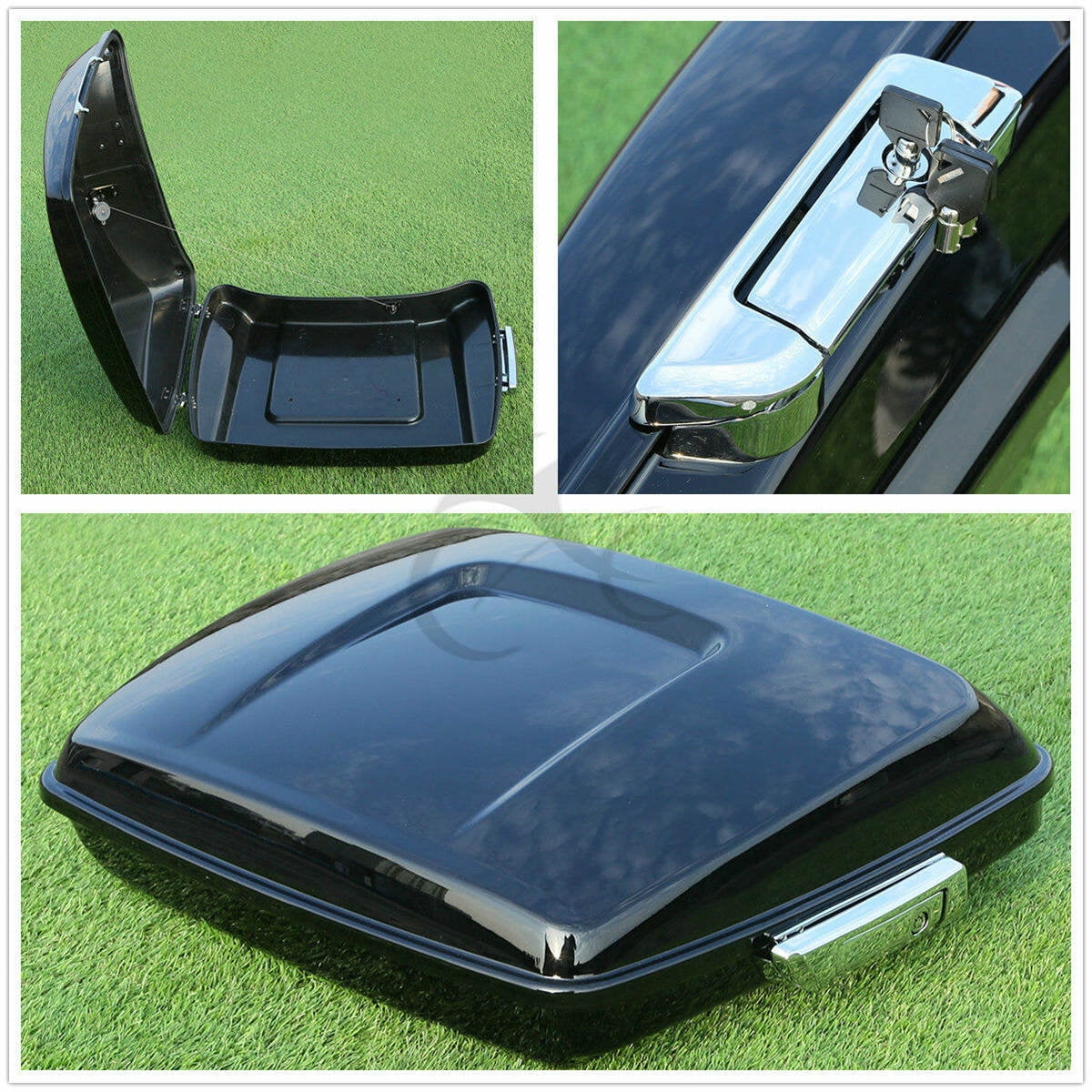 TCMT 5.5 Razor Pack Trunk W//Black Latch Backrest Pad Fit For Harley Touring Road King FLHR Street Glide FLHX Road Electra Glide 2014-2020