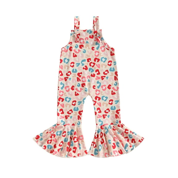 Bagilaanoe Toddler Baby Girl Jumpsuit Sleeveless Floral Print Romper Overalls 6M 12M 18M 24M 3T 4T Kids Long Flared Pants Summer Outfits