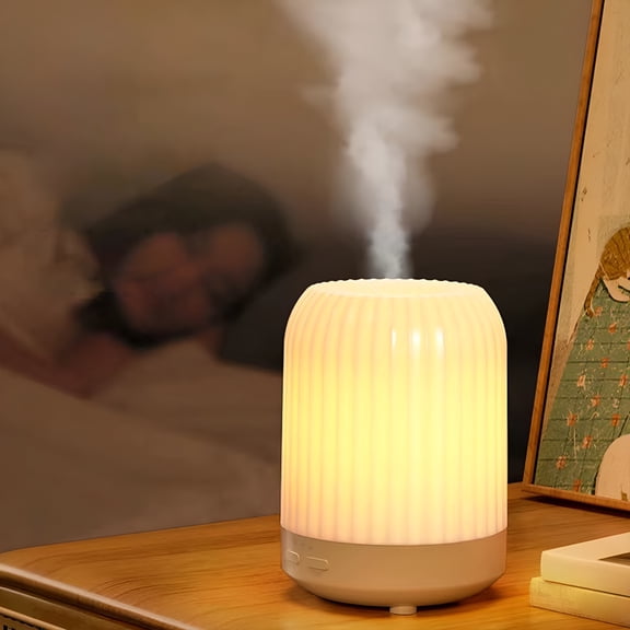 HIBIBUD Warm Mist Desk Humidifier & Essential Oil Diffuser - 250Ml Quiet <35Db with Night Light for Bedroom/Home Warm Mist Humidifiers for Bedroom (White Plastic)