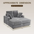 thumbnail image 3 of Furniliving 54.25"W Oversized Chaise Lounge Chair Indoor, Upholstered Sofa Bed with 2 Throw Pillows, Oversized Lounge Sofa for Living Room, Grey, 3 of 8