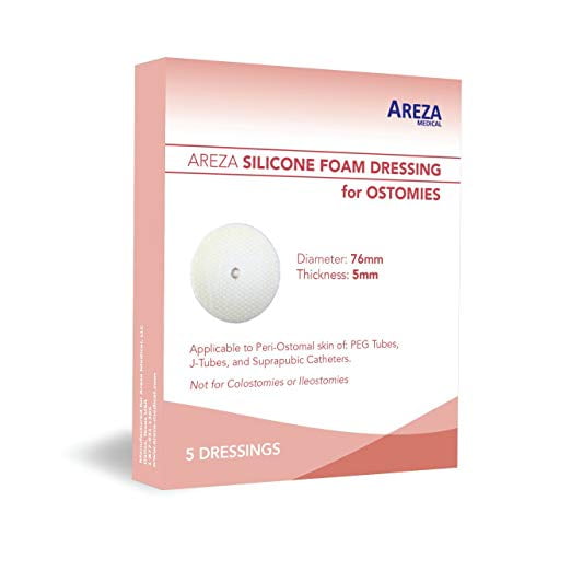 Areza Medical Ostomy Dressing Silicone Foam (Round) May Help Secure Ostomy Tubes, Control