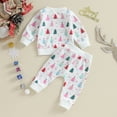 thumbnail image 3 of Okbabeha Christmas Outfit Toddler Baby Boy Girl Clothes 0 3 6 9 12 18 24Months 2t 3t Candy Cane Sweatshirt Top+Long Pants Set, 3 of 7