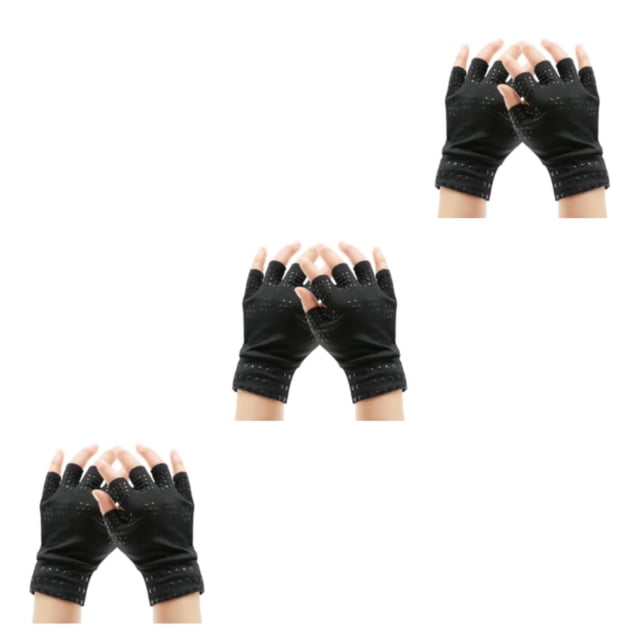 mmirethe Compact And Lightweight Magnetic Fingerless Gloves For Relief black black dot 3Set