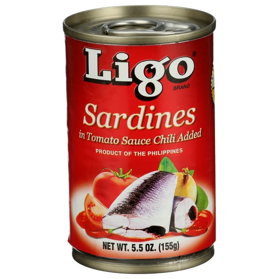 Ligo Sardines Red in Tomato Sauce with Chili Added, 5.5 oz Can