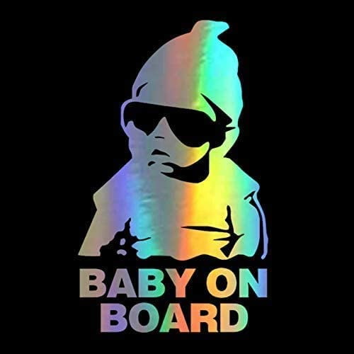 HungMieh Baby on Board Stickers for Car,Baby Safety Car Signs, Baby on Board Decals for Cars, Funny Carlos from the Hangover Sticker for Mailbox Windows Baby Car (Holographic Color)