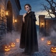 thumbnail image 5 of Medieval Hooded Cloak, Wizard Cosplay, Wizard Costume, Witch Costume Cloak, Historical Cape, Renaissance Hooded Cloak for Women Men, Adult Medieval Cape With Hood, Viking Cloak, Black L, 5 of 6