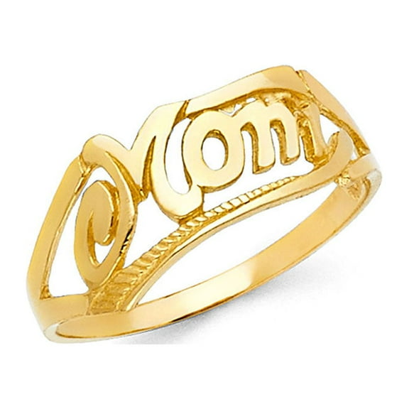 Mom Ring Solid 14k Yellow Gold Mother Day Gift Band Polished Finish Genuine 7MM Size 7