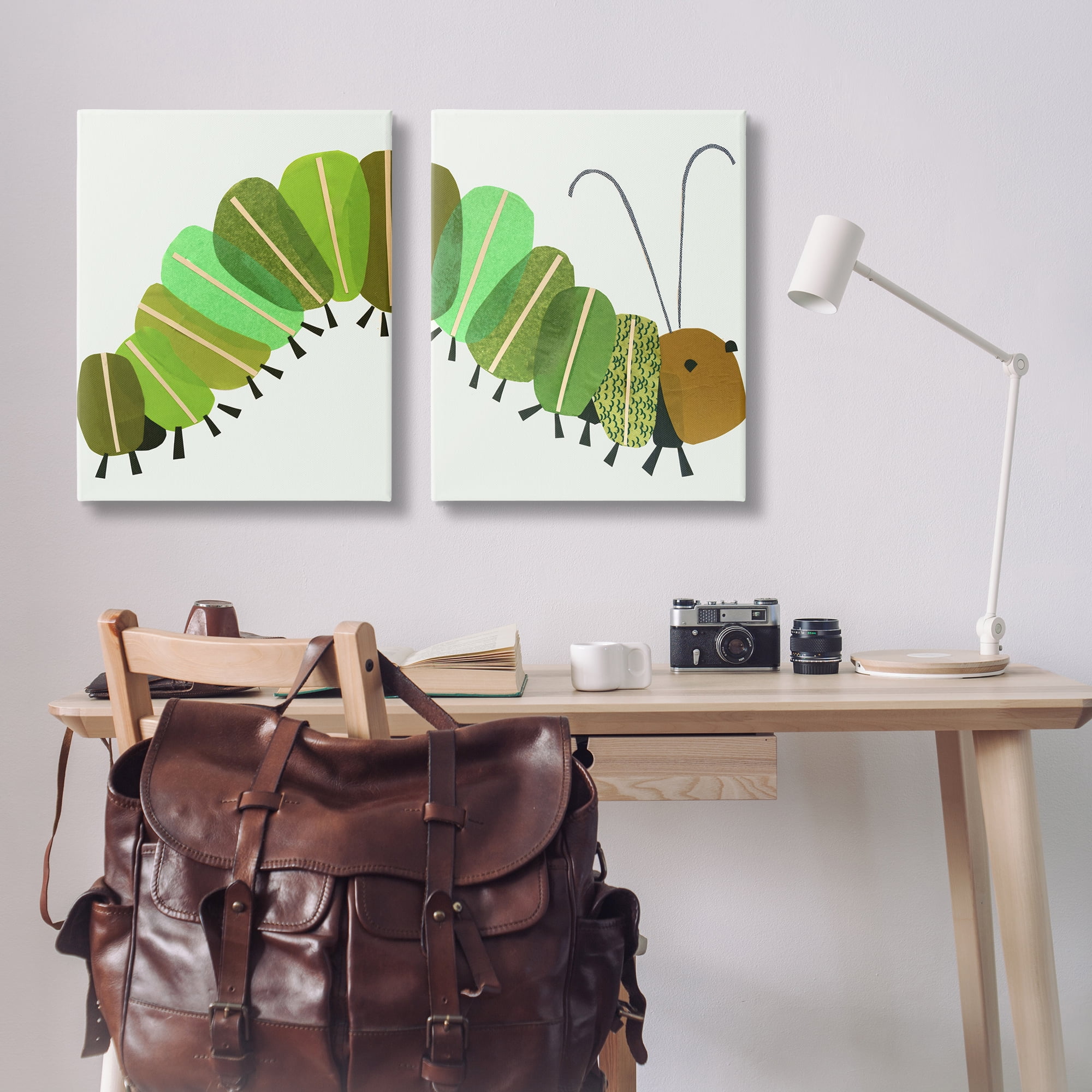 Stupell Industries Cute Cozy Caterpillar Animals Painting Wrapped Canvas Art Print Wall Art, 24 x 30, Set of 2