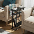 thumbnail image 4 of Narrow Small Side Table for Small Spaces - Slim End Table with Magazine Rack - 2 in 1 Narrow End Table Living Room - Skinny Bedside Table Nightstand Bedroom Thin Side Table, Black, 4 of 10