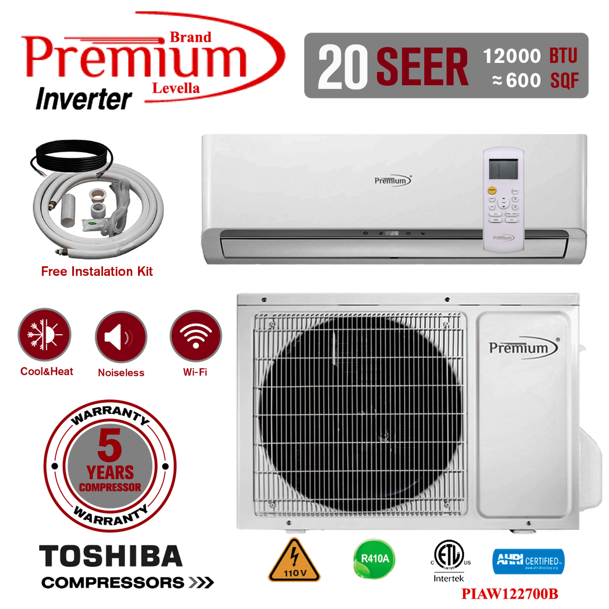 12000 Btu Air Conditioner Type Mini Split 20 SEER Inverter AC Ductless Heat  Pump 110V - Walmart.com