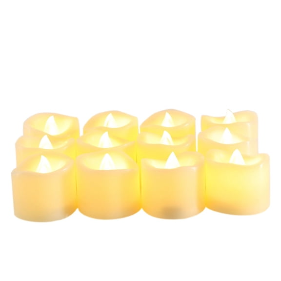 Candle Choice 12 Piece Flameless LED Battery Operated Votive Candles Realistic Flickering Battery Powered Tea Lights Electric Tealights Size-1.5”(D)x1.5”(H) 12-pack Long Lasting Batteries Included