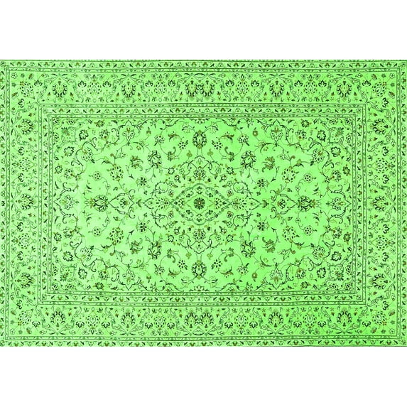 Ahgly Company Indoor Rectangle Medallion Green Traditional Area Rugs, 5' x 8'