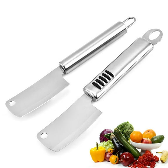 LEORX 2pcs Stainless Steel Kitchen Cheese Spatula Mini Cleaver Multifunctional with Anti slip Design