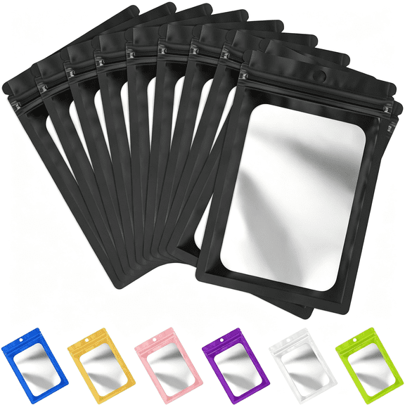 Dvjoy 100 Pack Mylar Resealable Bags for Small Business, Black Foil Packaging Bags for Fresh Storage