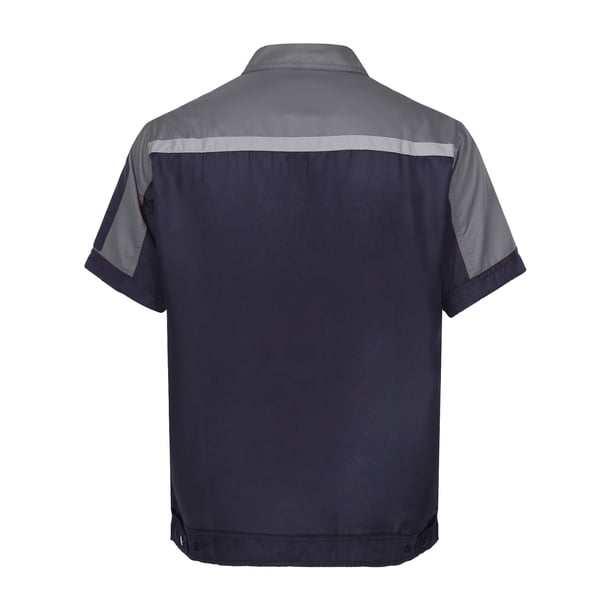 Men's Mechanic Work Shirt Short Sleeve Front Zip Industrial
