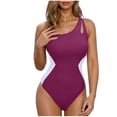 thumbnail image 3 of Sentmoon One Piece Bathing Suit Curvy Women Swimsuit with Built in Bra Wireless Tummy Control Push Up Color Block Plus Size Backless Womens Swimwear Summer Beach Supplies, 3 of 6